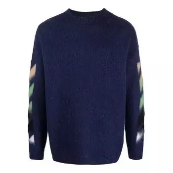 Свитер men's ss21 stripe pattern intarsia knit blue Off-White, синий