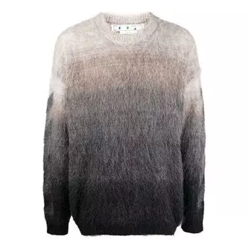 Свитер men's ss22 round neck gradient pullover wool sweater gray Off-White, серый