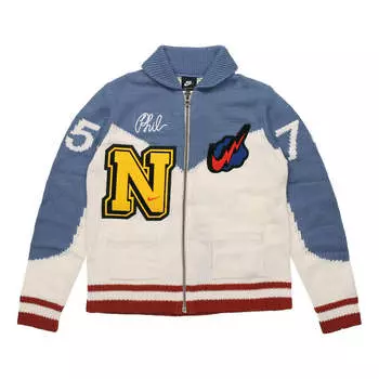 Свитер men's zipper knit blue white Nike, белый