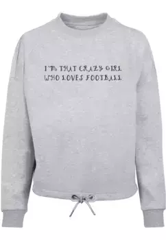 Свитер Merchcode " Merchcode Для женщин Дамы Crazy Football Girl Oversize Crewneck", серый
