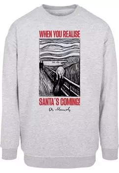 Свитер Merchcode Sweatshirt Munch - Santa s Coming, пятнистый серый