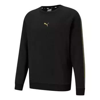 Свитер metallic nights crew sweatshirt 'black gold' Puma, черный