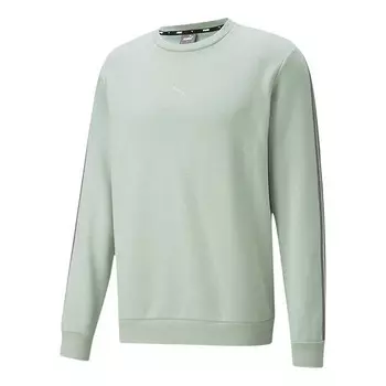 Свитер metallic nights crew sweatshirt 'olive green white' Puma, зеленый
