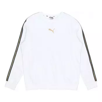 Свитер metallic nights crew sweatshirt 'white black gold' Puma, белый