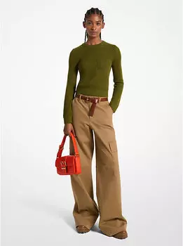 Свитер Michael Kors Merino Wool Mesh, темно-зеленый