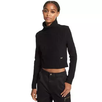 Свитер Michael Michael Kors Stretch Wool Cropped Turtleneck, черный
