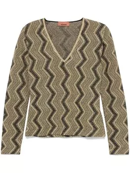 Свитер Missoni из ламе с узором «зигзаг», черный