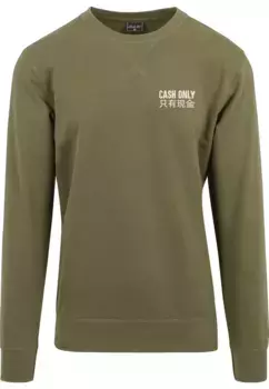 Свитер MisterTee с круглым вырезом "MisterTee Men's Cash Only Crewneck", оливковый
