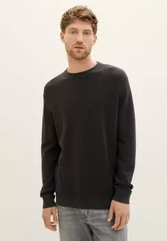 Свитер Mit Struktur TOM TAILOR, цвет black grey melange