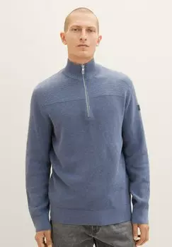 Свитер Mit Troyer Kragen TOM TAILOR, цвет vintage indigo blue melange