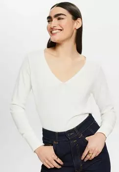 Свитер Mit V-Ausschnitt Esprit, цвет off white