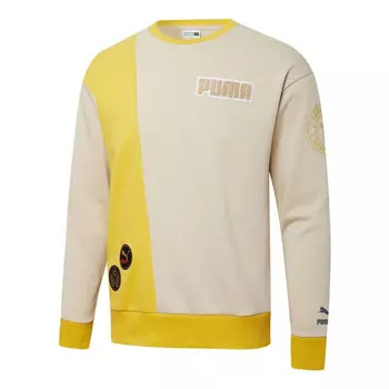 Свитер mix badge long crew sweater 'beige' Puma, бежевый