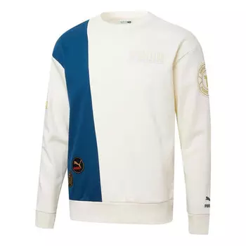 Свитер mix badge long crew sweater 'white' Puma, белый