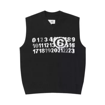Свитер MM6 Maison Margiela Logo Sleeveless Vest 'Black', черный