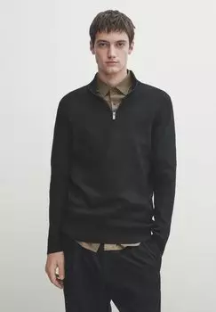 Свитер Mock Neck Massimo Dutti, черный
