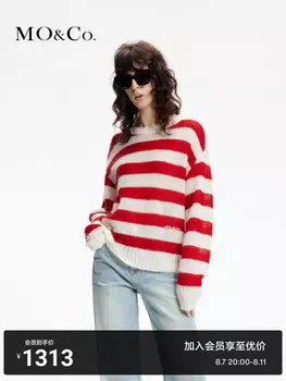 Свитер Moco в полоску из мохера, черно-белый