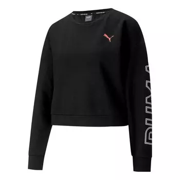 Свитер modern sports crewneck sweatshirt 'black white pink' Puma, черный