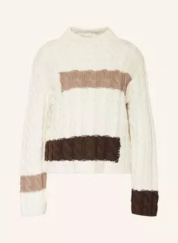 Свитер monari, белый/светло-коричневый/темно-коричневый