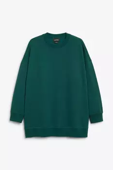 Свитер Monki Oversized Long Crewneck, зеленый