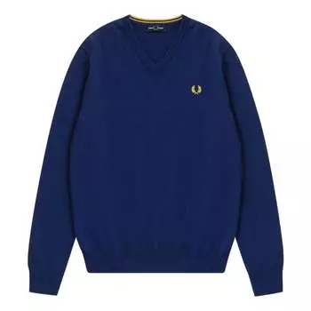 Свитер морского цвета k7600 471 с V-образным вырезом Fred Perry, синий
