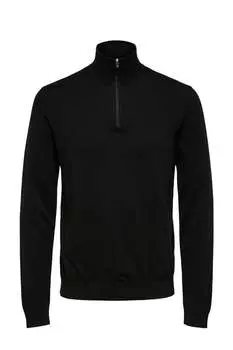 Свитер Mountain кардиган на полумолнии черный Selected, черный