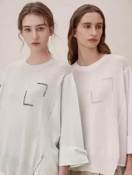 Свитер MSlan 2024 с круглым вырезом, кремовый