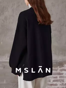 Свитер MSlan 24 с V-образным вырезом, черный