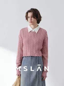 Свитер Mslan с круглым вырезом, розовый