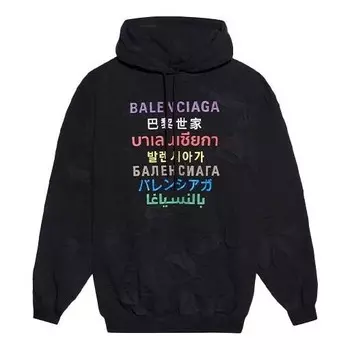 Свитер multi-color logo printing hoodie black Balenciaga, черный
