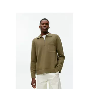Свитер мужской Arket с полумолнией, хаки / зеленый