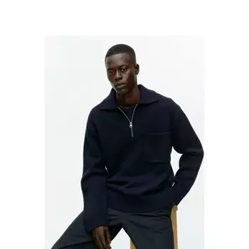 Свитер мужской Arket с полумолнией, темно-синий