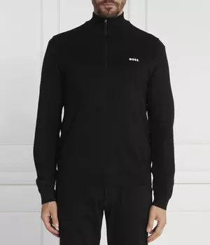 Свитер мужской Boss Green с логотипом на молнии, черный