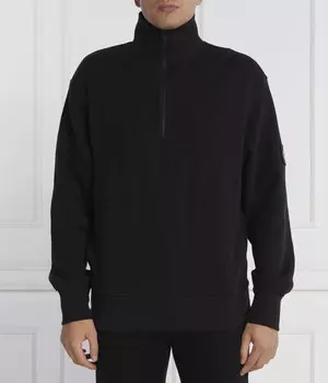 Свитер мужской Calvin Klein Jeans с узором и воротником на молнии, черный