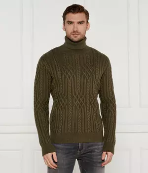 Свитер мужской Guess Jeans с узором вязаный, зеленый