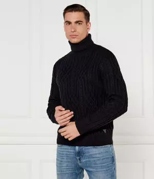 Свитер мужской Guess Jeans вязаный с высоким воротником, черный