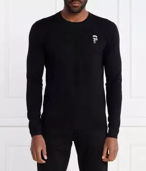 Свитер мужской Karl Lagerfeld шерстяной с логотипом, черный