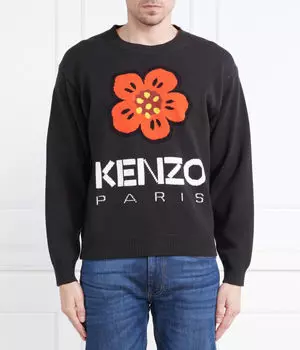 Свитер мужской Kenzo с ярким цветком, черный