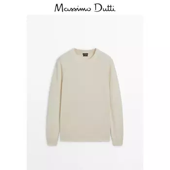 Свитер мужской Massimo Dutti с круглым вырезом, светло-коричневый