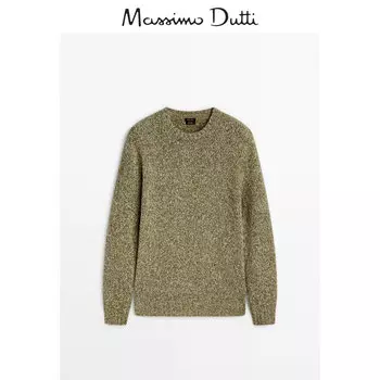 Свитер мужской Massimo Dutti с круглым вырезом, оливковый / зеленый