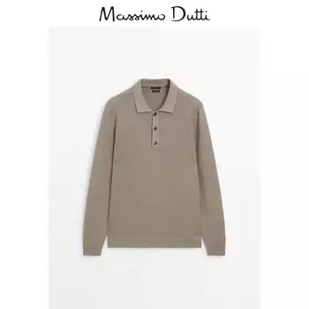 Свитер мужской Massimo Dutti с воротником-поло, песочный