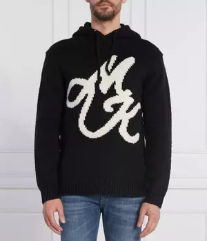 Свитер мужской Michael Kors с капюшоном и монограммой, черный