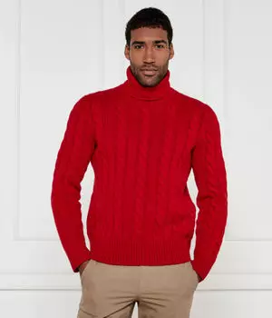 Свитер мужской Polo Ralph Lauren шерстяной с узором косичка, красный