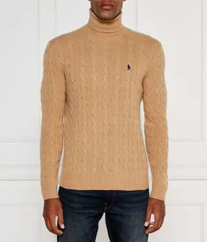 Свитер мужской Polo Ralph Lauren шерстяной с узором косичка, коричневый