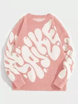 Свитер мужской Romwe Street Life с буквенным узором, розовый