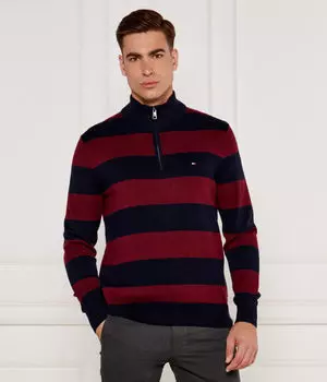 Свитер мужской Tommy Hilfiger с воротником на молнии, бордовый