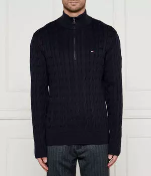 Свитер мужской Tommy Hilfiger вязаный с воротником на молнии, синий