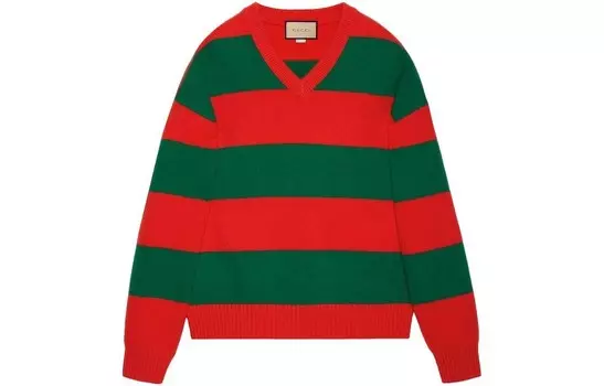 Свитер мужской Track Red/Mystic Red/Fir/Metallic Silver Gucci, красный/серебристый