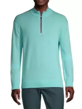 Свитер на четверть молнии из шерсти и кашемира Greyson, цвет Sky Stone