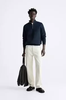 Свитер на четверти молнии ZARA, темно-синий