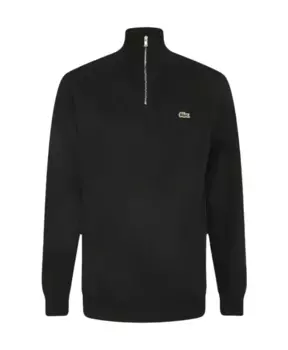 Свитер на молнии из хлопкового джерси Lacoste, черный